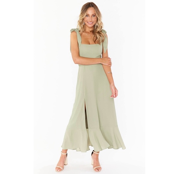 Show Me Your Mumu Claire Midi Dress Moss Green Size Small - Picture 2 of 10